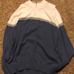 George grey, white, and blue sweater, size 2XL